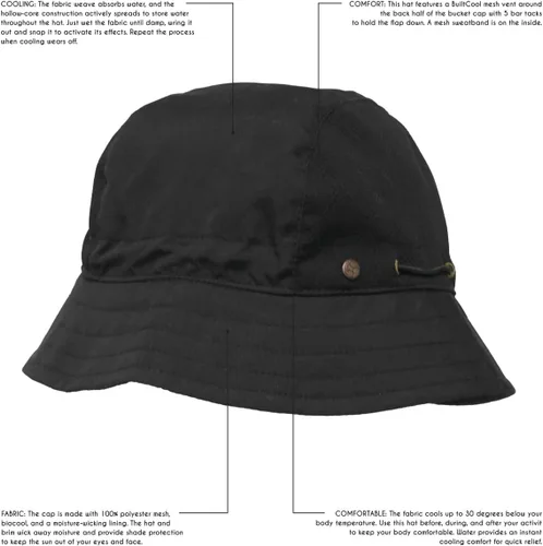 Miniatura 2 de BUILTCOOL Gorra de cubo con panel de malla para adultos, sombrero Boonie para pesca, campamento y kayak