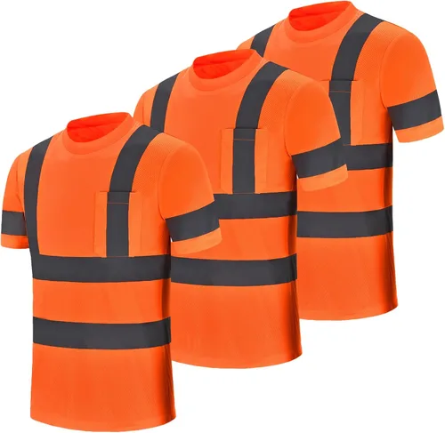 AYKRM Hi Vis - Camiseta de seguridad reflectante ANSI Clase 3 de alta visibilidad (XS-6XL)