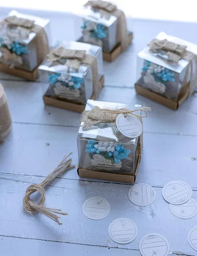 Miniatura 3 de Ju's Favors Portavelas de madera (juego de 10), recuerdos de baby shower, recuerdos de bautizo de niño, recuerdos de fiesta de bautizo de bebé