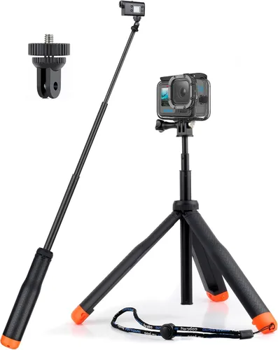 GEPULY Palo de selfie impermeable de 9'' a 27'' pulgadas, agarre flotante de mano para GoPro Hero 13 12 11 10 9 8 7 6 5 4 3 Fusion, Max, la mayoría