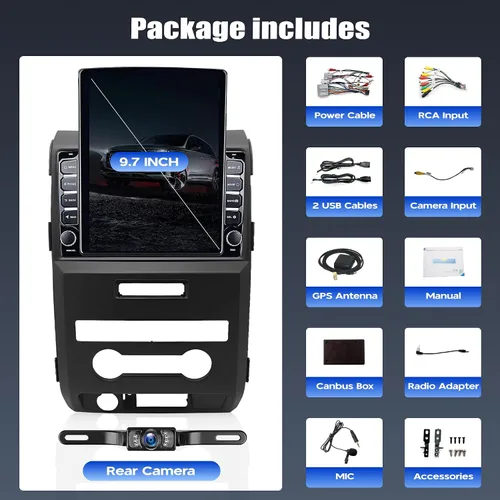 Miniatura 9 de Radio estéreo de coche 4+64G para Ford F150 F-150 2009 2010 2011 2012 2013 2014, 9.7 pulgadas pantalla táctil Android 14 Radio de coche estéreo