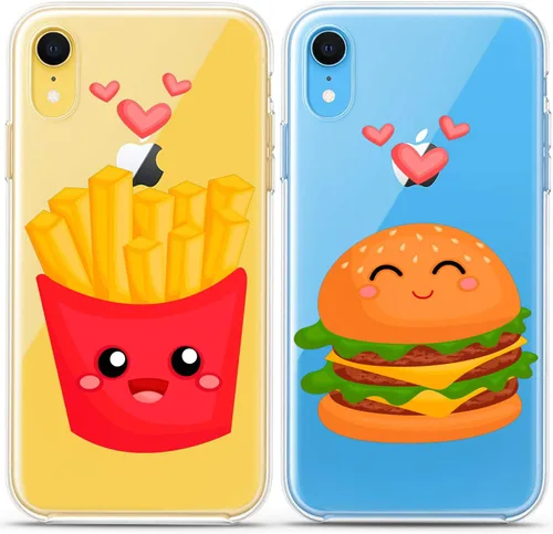 Miniatura 7 de Fundas a juego para parejas compatibles con iPhone 15 14 13 12 11 Pro Max Mini Xs 6s 8 Plus 7 Xr 10 SE 5 papas fritas transparente comida chatarra