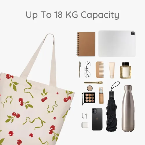 Miniatura 80 de Ecoright Bolsa de lona estética para mujer, bolsa grande con cremallera y bolsillo, bolsa de mano para mujer, para yoga, trabajo, playa