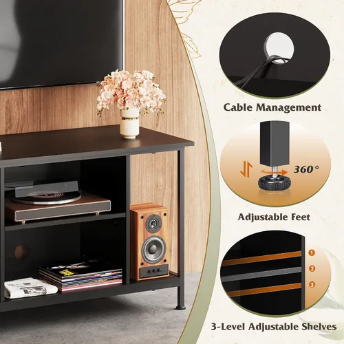Miniatura 4 de WLIVE Soporte de TV para TV de 32 pulgadas, centro de entretenimiento de TV pequeño con gabinete de almacenamiento, soportes de TV industriales
