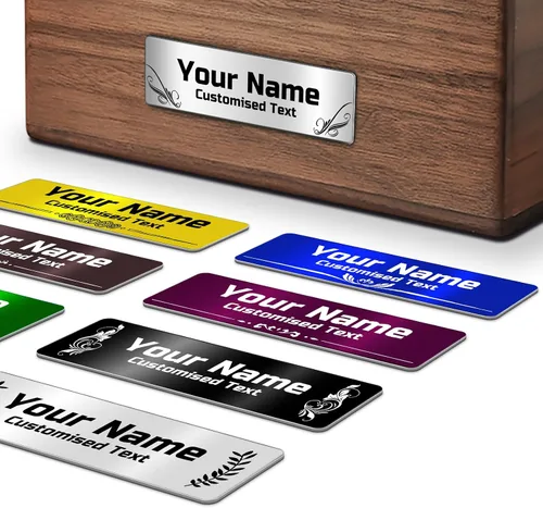Miniatura 8 de Placa de identificación personalizada grabada con parte trasera adhesiva, placa conmemorativa personalizada de acero inoxidable, placa de nombre