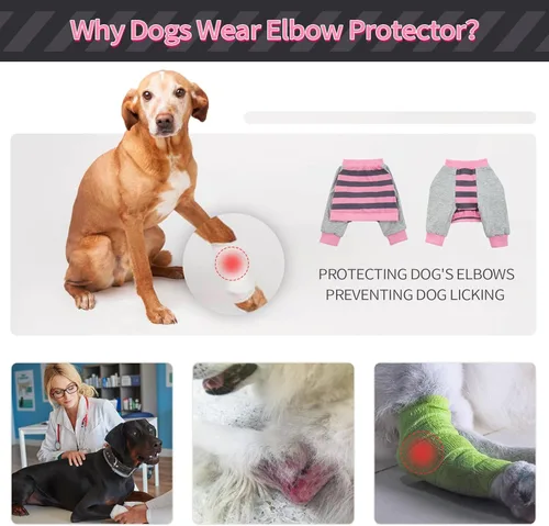 Miniatura 4 de FUAMEY Manga de recuperación para perros con protector de codo, camisa para perros para dejar de lamer las articulaciones, traje de manga larga