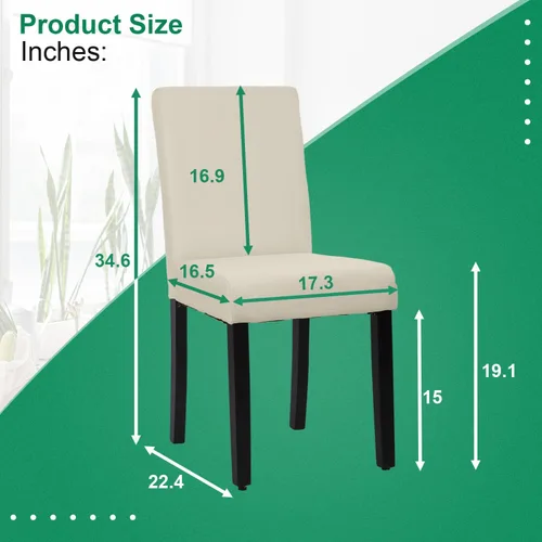 Miniatura 2 de PayLessHere Juego de 4 sillas de comedor de diseño elegante y moderno, tapizadas de tela, color beige