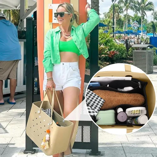 Miniatura 7 de AIERSA Organizador de bolsas de playa de goma compatible con bolsa BoggSimply Southern Tote, bolsa divisora de fieltro con cremallera