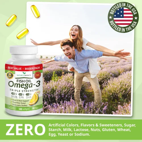 Miniatura 8 de Aceite de pescado Omega 3 de triple fuerza para la salud del corazón, el cerebro y los ojos - Aceite de pescado EPA y DHA para hombres y mujeres