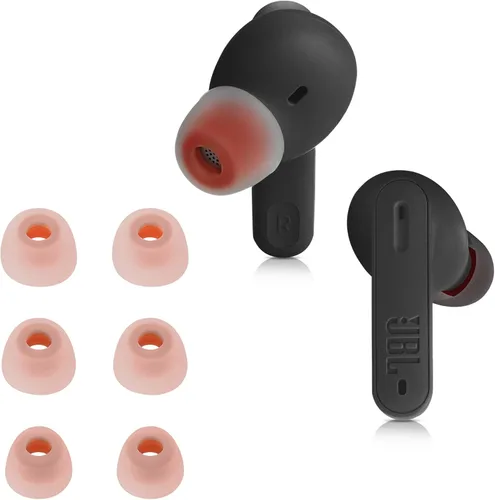 Miniatura 6 de kwmobile 6 almohadillas de repuesto compatibles con JBL Tune 230 NC TWS / T230NC - Puntas de silicona para auriculares, color negro