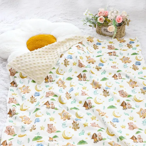 Miniatura 2 de Manta de bebé para niñas y niños, manta de visón súper suave de doble capa con respaldo de puntos, manta de cama de bebé recién nacido, manta