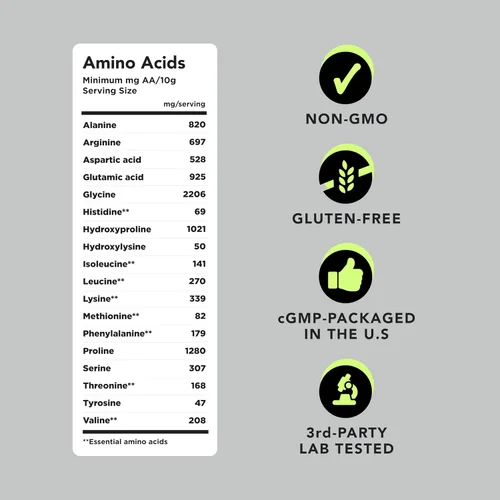 Miniatura 8 de AMANDEAN Polvo de péptidos de colágeno (17.6 onzas). Suplemento de proteína hidrolizada alimentada con pasto. Promueve articulaciones saludables