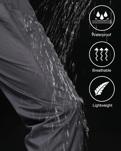 Miniatura 4 de iCreek Pantalones de lluvia para hombre, impermeables, resistentes al viento, ligeros, para senderismo, trabajo, lluvia, al aire libre, para golf
