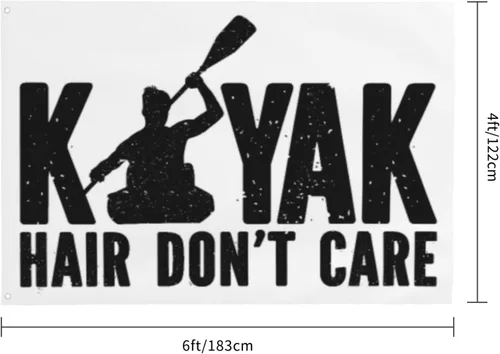 Miniatura 3 de Kayak-Girl-Kayak-Hair-Don't-Care-Gifts for Women Men Bandera negra de 4 x 6 pies, banderas divertidas para habitación con 2 argollas de latón