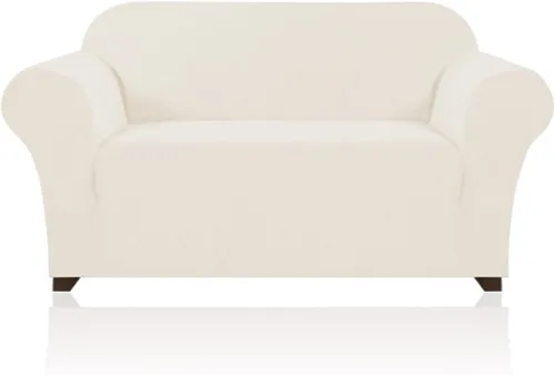 Miniatura 42 de PrinceDeco Funda elástica para sofá de 3 cojines, protector de muebles con parte inferior elástica antideslizante, apta para perros