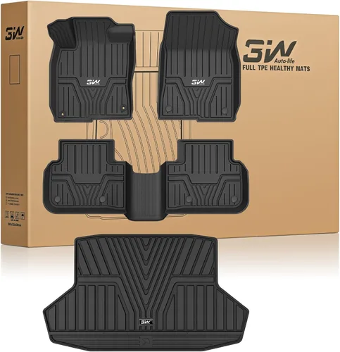 Miniatura 13 de 3W - Tapetes para Honda CR-V 2017-2022 (incluye híbrido) TPE, ajuste personalizado para todo tipo de clima, juego completo de tapetes para coche