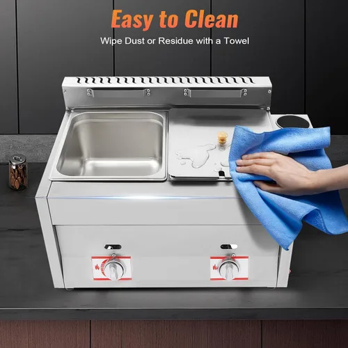 Miniatura 7 de Freidora comercial de doble tanque con 2 cestas y tapas, cada tanque de capacidad óptima de 6 litros/6.34 cuartos de galón, freidora eléctrica