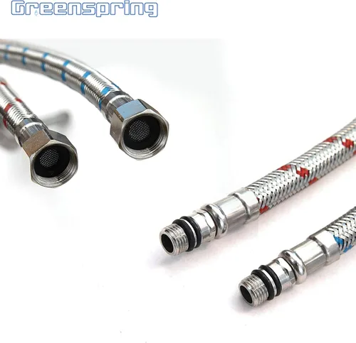 Miniatura 5 de Conector de grifo de 24 pulgadas de largo, 2 líneas de suministro de grifo, manguera de inodoro trenzada de acero inoxidable, rosca de compresión