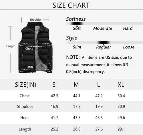 Miniatura 7 de Vcansion Chaleco de abrigo acolchado con cuello alto casual para hombre