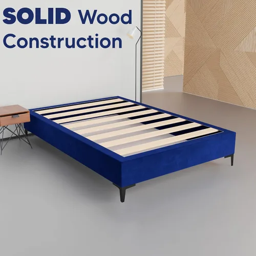 Miniatura 2 de Greaton, Cama de plataforma de madera de terciopelo de alta calidad de 15 pulgadas, duradera, elegante, opciones de multicolor, no necesita somier