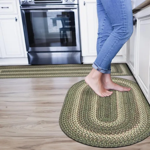 Miniatura 122 de Alfombra ovalada trenzada gris humo de 20 x 30 pulgadas, lavable para interiores y exteriores, decoración campestre para cocinas y entradas
