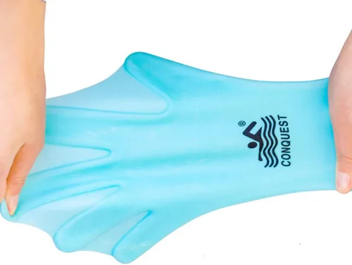 Miniatura 6 de Guantes de natación - Guantes de entrenamiento de natación con malla de silicona para adultos y niños Azul