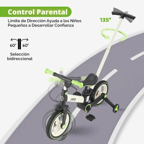 Miniatura 3 de JMMD Bicicleta 6 en 1 para niños de 18 a 60 meses, bicicleta de equilibrio plegable de 12 pulgadas con ruedas de entrenamiento, pedales, frenos