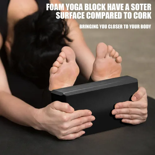 Miniatura 6 de 2 Pcs Yoga Blocks, 9"x6"x3" Foam Blocks Yoga Props for Pilates Stretching and Meditation Exercise Blocks Lightweight Yoga Essentials Negro