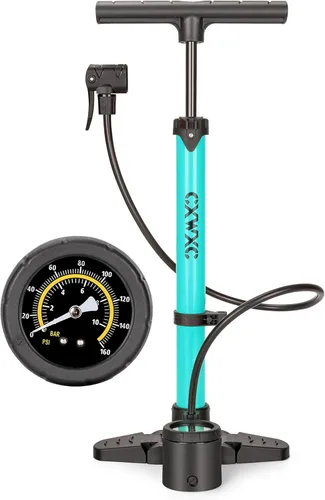 Miniatura 8 de Bomba de bicicleta con manómetro - Bomba de neumático de bicicleta de 160 PSI se adapta a válvulas Presta y Schrader - Bomba de aire portátil