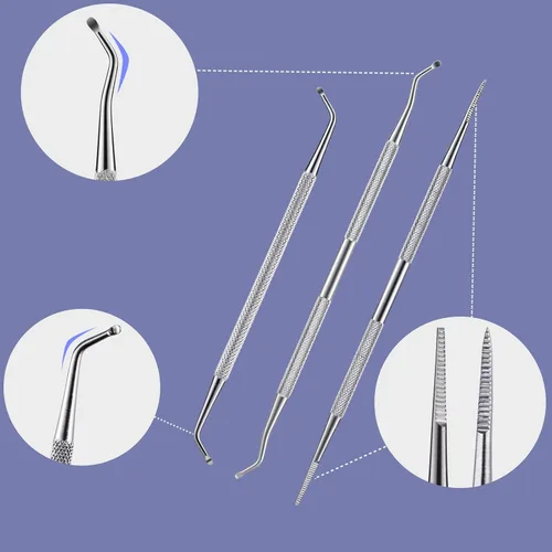 Miniatura 6 de Kit de eliminación de uñas encarnadas de 10 piezas, herramientas quirúrgicas de uñas de acero inoxidable para manicura, herramientas de pedicura