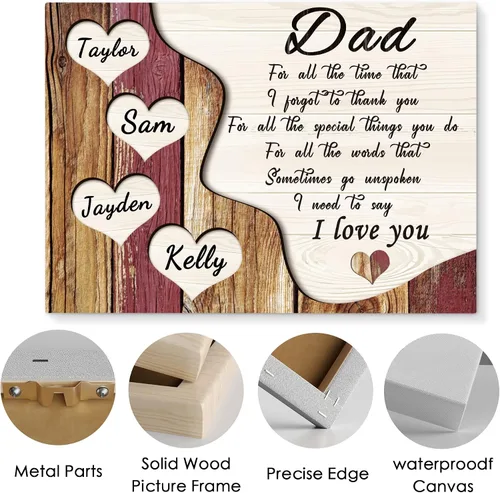 Miniatura 4 de Eternalart Regalos únicos para papá, abuelo, esposo de hija, hijo, esposa, impresiones en lienzo personalizadas con nombres de niños para padre