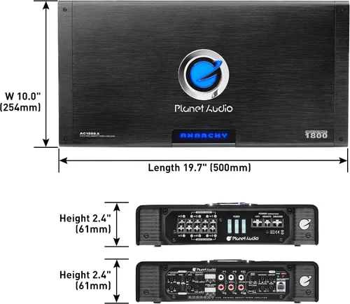 Miniatura 4 de Planet Audio ANARCHY amplificador estable de 5 ohmios, rango completo de 1800 W, clase A/B, de 2 canales