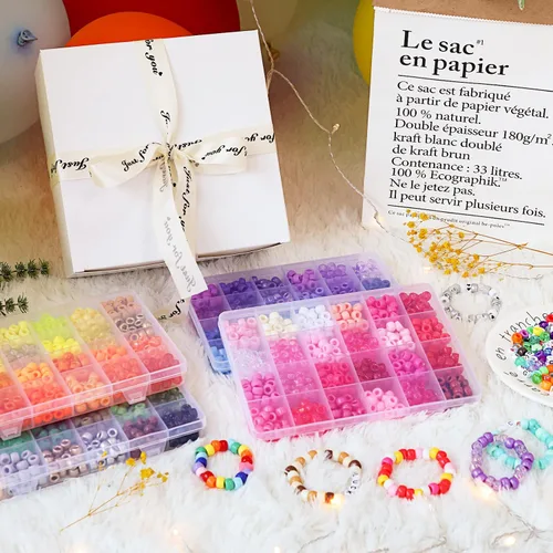 Miniatura 6 de QUEFE Kit de pulsera de 96 colores, 3000 piezas de cuentas pony, kit de pulsera de la amistad, cuentas de arcoíris Kandi con cuentas de letras