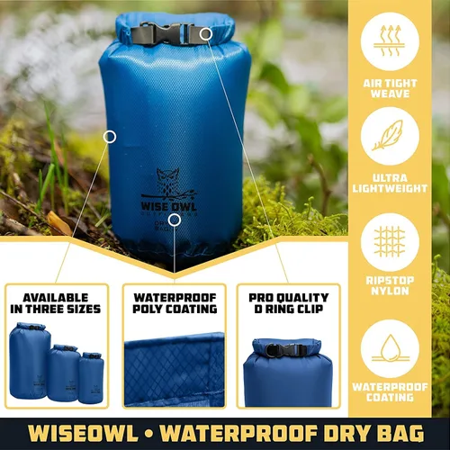 Miniatura 2 de Wise Owl Outfitters Bolsa seca impermeable – Totalmente sumergible 1 paquete o 3 bolsas ultraligeras herméticas impermeables – Tamaños 5L, 10L y 20L