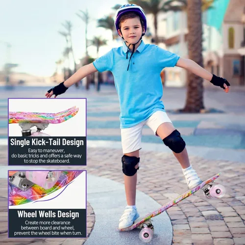 Miniatura 5 de BELEEV Patinetas de 22 pulgadas para niños, patineta cruiser para principiantes, niños, niñas, adolescentes y adultos, patinetas mini clásicas Rosa
