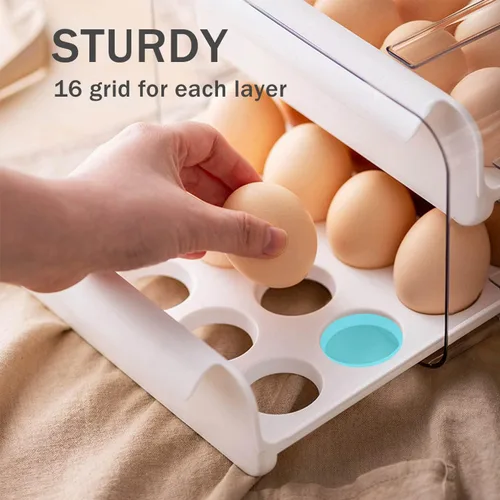 Miniatura 3 de Soporte para huevos de gran capacidad para refrigerador, contenedores organizadores de almacenamiento de huevos, organizador apilable de plástico