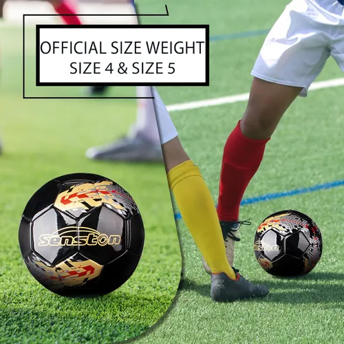 Miniatura 3 de Senston Balón de fútbol talla 3 y talla 4 y talla 5 para niños y adultos, balón de fútbol oficial para partidos y entrenamiento con bomba Negro