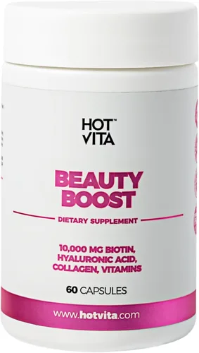 Hot Vita Vitaminas para el cabello, la piel y las uñas, suplemento de biotina, colágeno y vitamina C para apoyo inmunológico, fuerza de uñas,