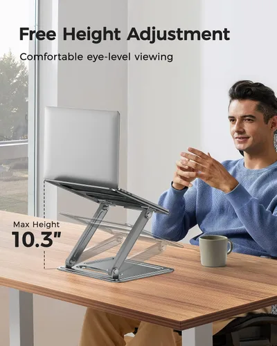 Miniatura 2 de LORYERGO Soporte ajustable para laptop, portátil para portátiles de 17.3 pulgadas, soporta hasta 17.6 libras, postura ergonómica y disipación de Gris