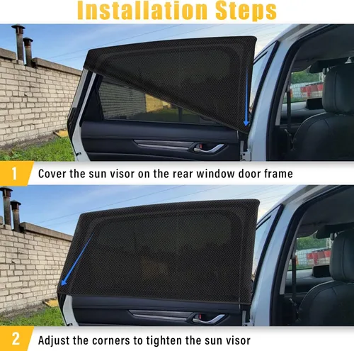 Miniatura 5 de Kewucn Paquete de 2 cortinas para ventana de automóvil, bloqueador de rayos solares y protección UV para bebés y mascotas, cubiertas de malla