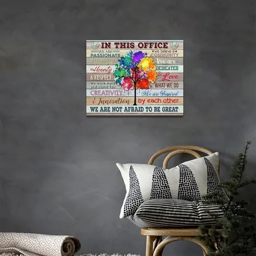 Miniatura 2 de At In This Office - Arte de pared inspirador para oficina, citas motivacionales, imágenes, lienzo, arte de pared con texto en inglés, We Are A Team