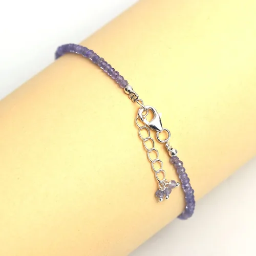 Miniatura 18 de Pulsera ajustable de plata esterlina 925 con cuentas completas para mujer, cuentas de piedras preciosas naturales, pulsera delicada, regalo