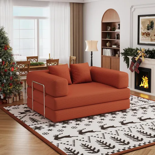 Miniatura 21 de Sofá cama convertible de 59.0 pulgadas, sofá cama futón 4 en 1, sofá cama extraíble, sofá cama sin hueso para sala de estar, sofás de pana sin hueso
