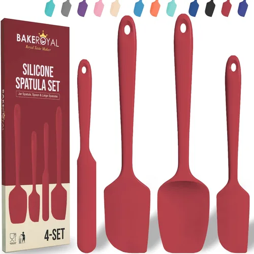 Miniatura 11 de BakeRoyal Juego de espátulas de silicona – 4 espátulas de goma de silicona resistente al calor 600°F para tareas diarias – Espátulas de cocina