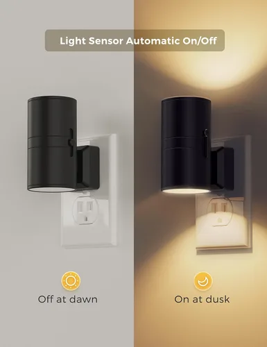 Miniatura 2 de L LOHAS LED Luz nocturna enchufable, paquete de 4, luces nocturnas regulables enchufables a la pared, luz nocturna con sensor de luz, blanco suave