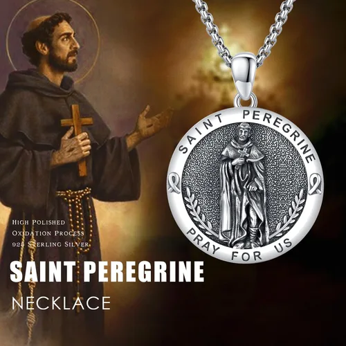 Miniatura 183 de Collar con colgante de plata de ley 925 con medalla de San Patrón, joyería religiosa para hombres y mujeres, con cadena de acero inoxidable 316L