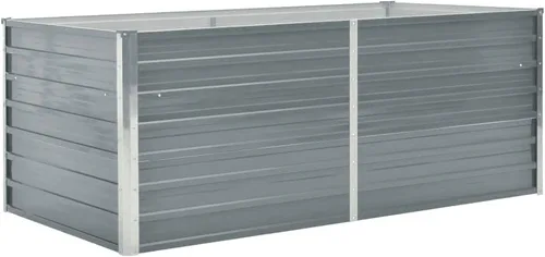 Miniatura 2 de Jardín al aire libre, cama elevada de acero galvanizado, caja de metal para jardín, para flores, verduras, frutas, hierbas, gris, 63 x 31.5 x 17.7
