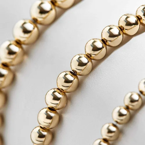 Miniatura 3 de YBMYCM - Brazalete de cuentas chapadas en oro de 14 quilates, delicado y apilable, para mujeres y niñas