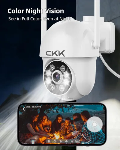 Miniatura 8 de CKK - Cámaras de seguridad 2K para exteriores, 2.4G/5G, cámaras de seguridad inalámbricas para el hogar, 360 PTZ, detección de movimiento PIR
