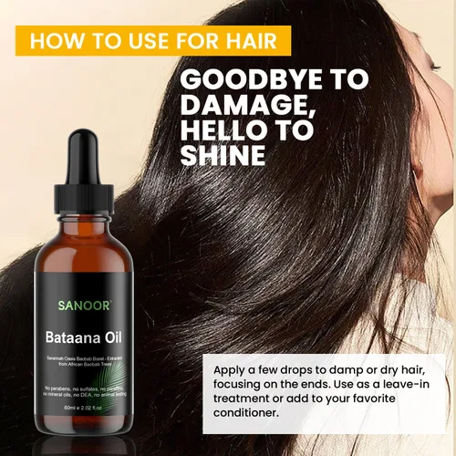 Miniatura 5 de SANOOR Aceite de batana africana, 100% puro y prensado en frío, fórmula orgánica de oasis de sabana para el cuidado del cabello, cuidado de la piel